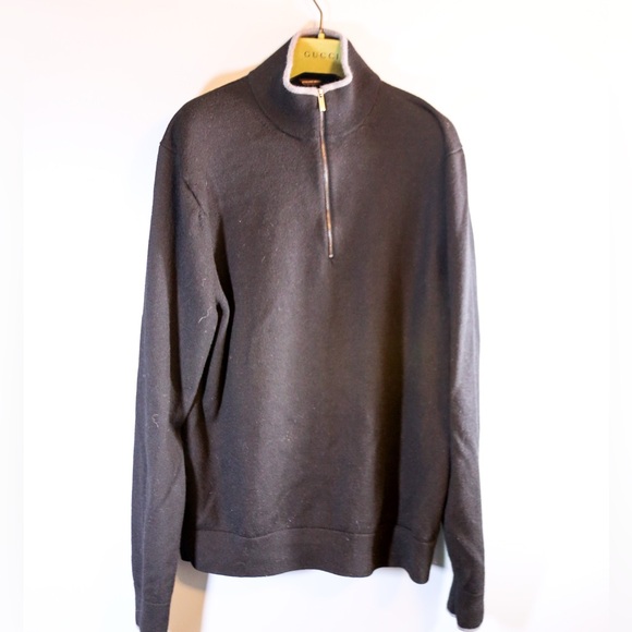 Michael Kors Extra Fine Merino Wool Quarter Zip Sweater Black XXL - Picture 4 of 14